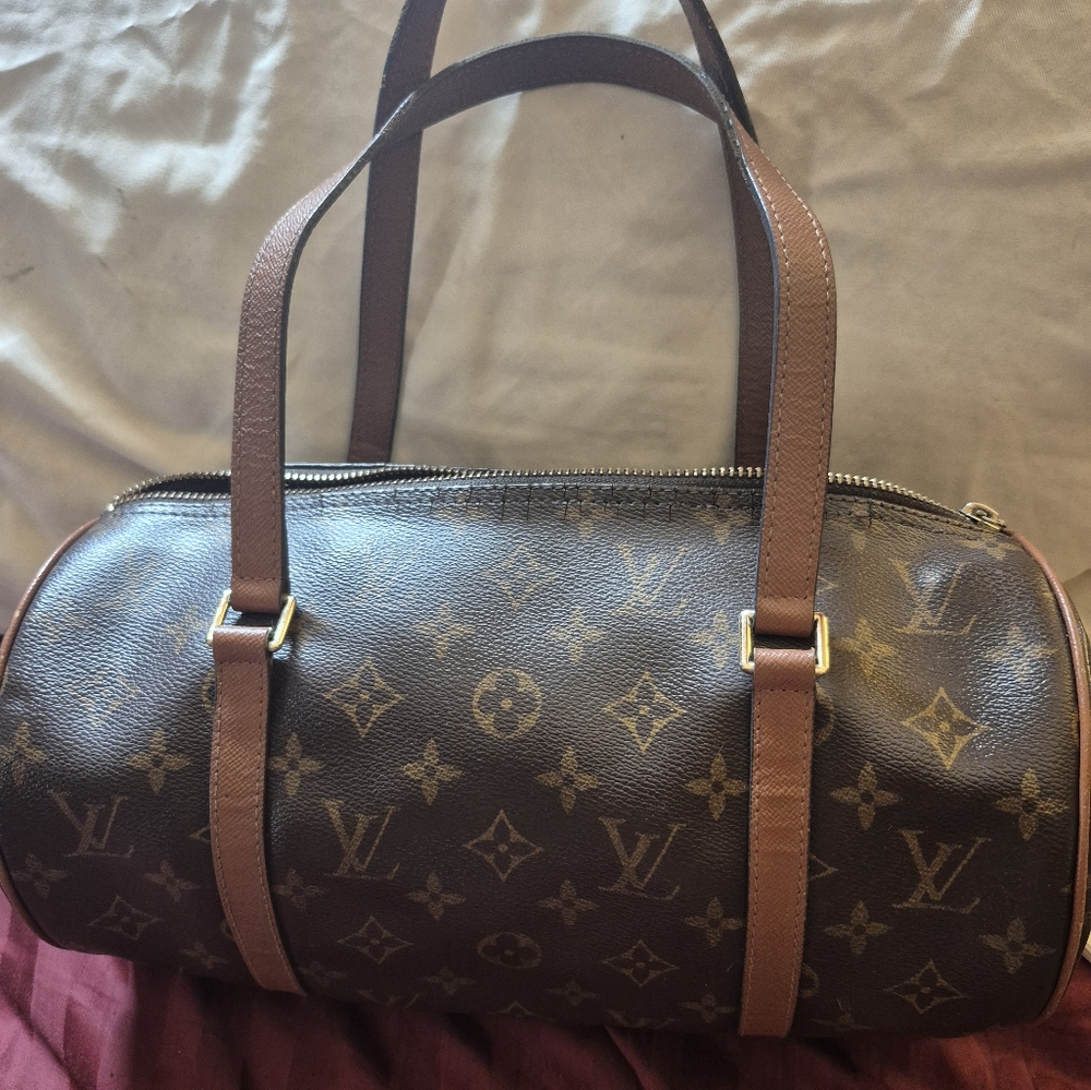 Louis Vuitton Monogram Barrel Bag with Brown Leather